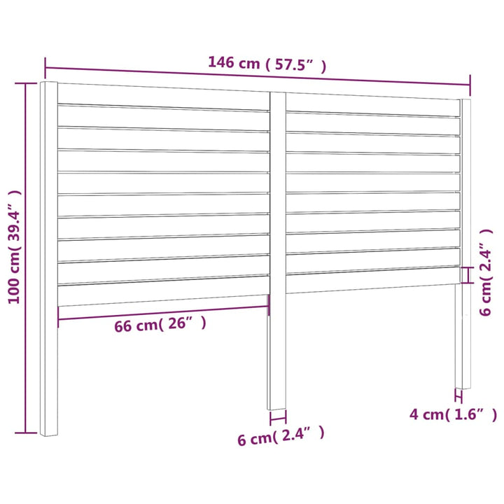sengegærde 146x4x100 cm massivt fyrretræ sort