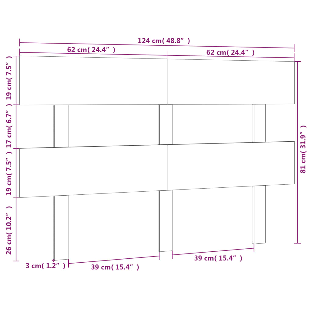 sengegærde 124x3x81 cm massivt fyrretræ hvid