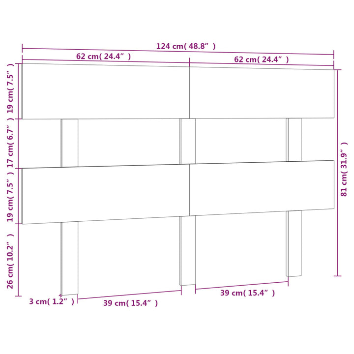 sengegærde 124x3x81 cm massivt fyrretræ hvid
