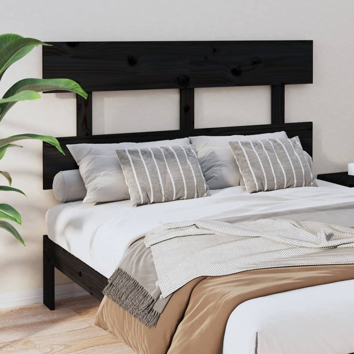 sengegærde 144x3x81 cm massivt fyrretræ sort