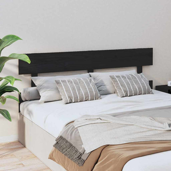 sengegærde 164x3x81 cm massivt fyrretræ sort