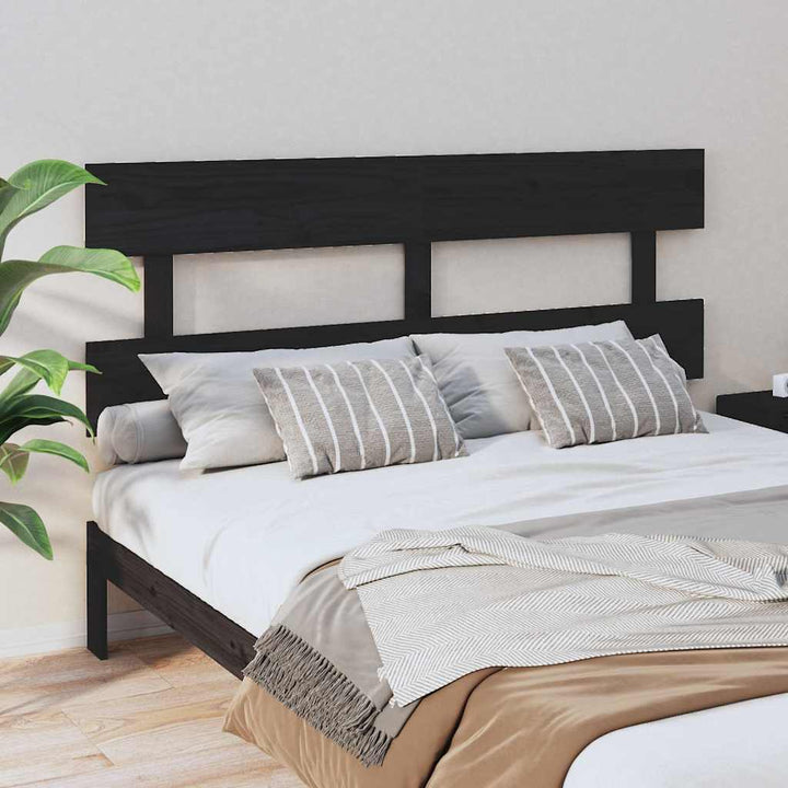 sengegærde 164x3x81 cm massivt fyrretræ sort