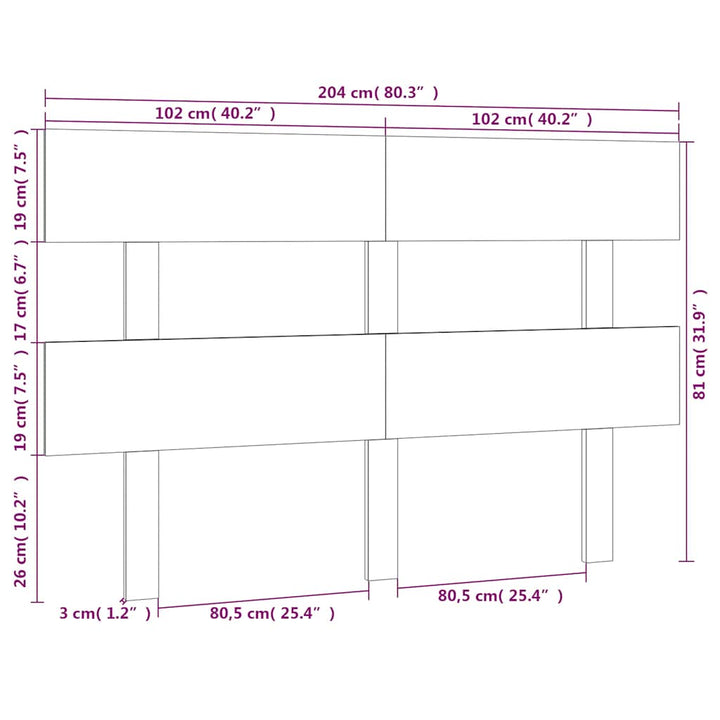 sengegærde 204x3x81 cm massivt fyrretræ hvid