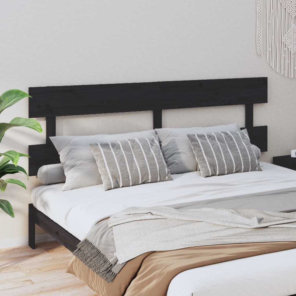 sengegærde 204x3x81 cm massivt fyrretræ sort