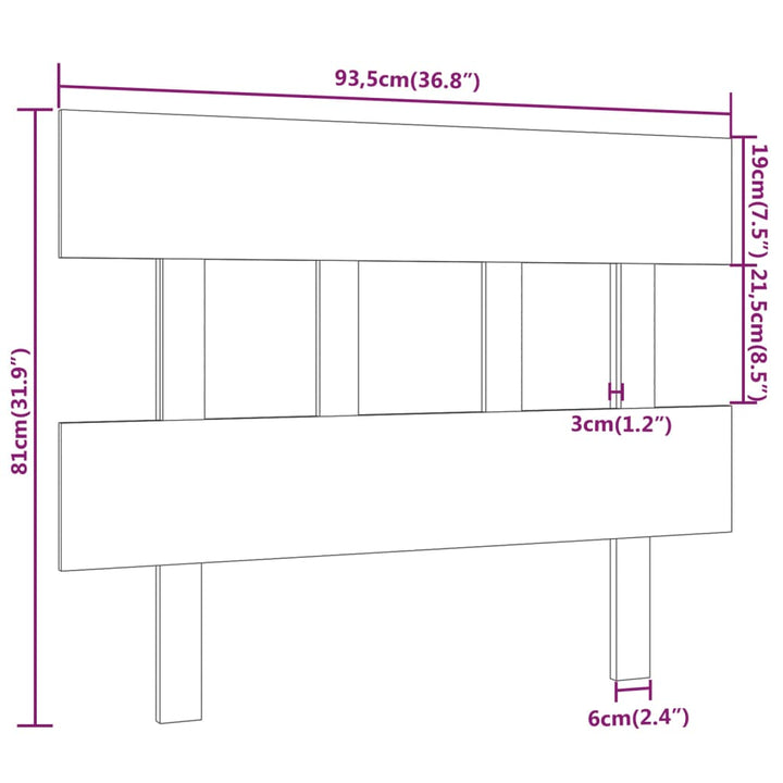sengegærde 93,5x3x81 cm massivt fyrretræ