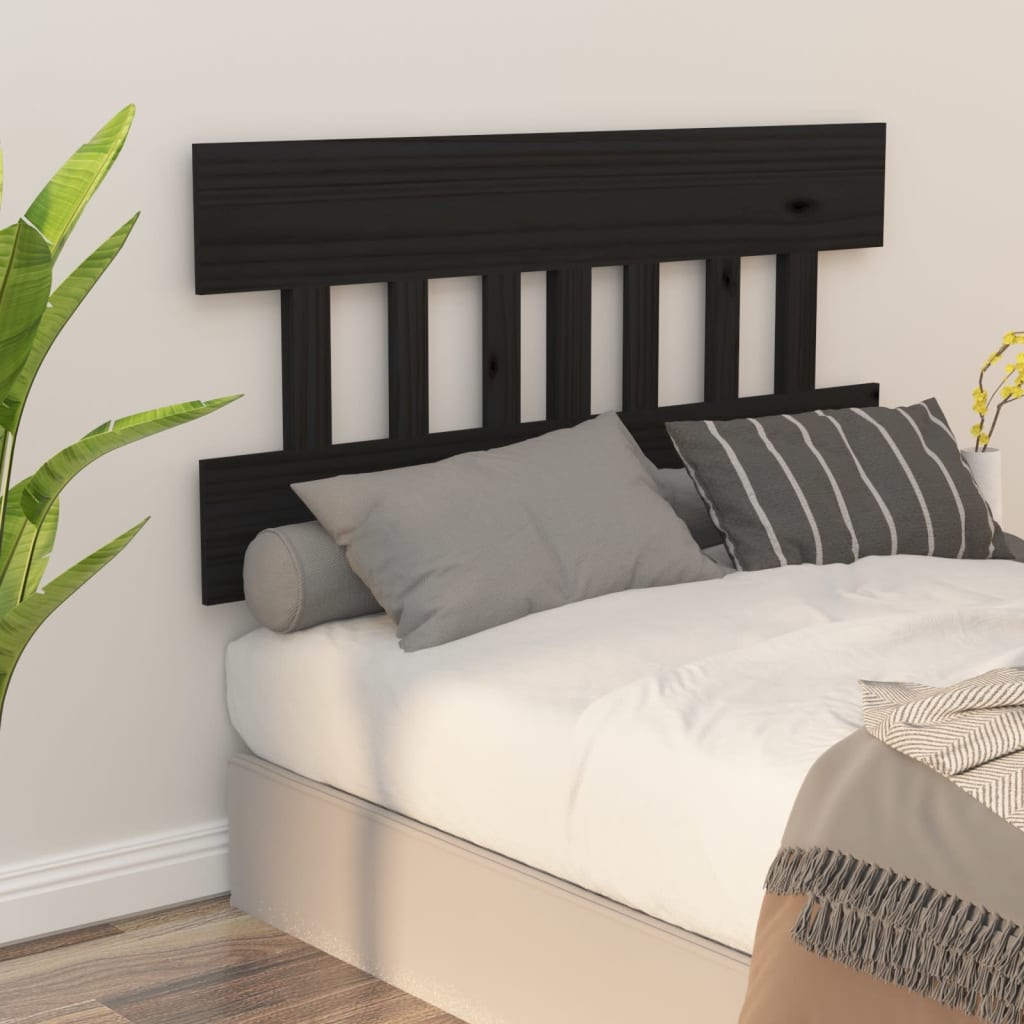 sengegærde 143,5x3x81 cm massivt fyrretræ sort