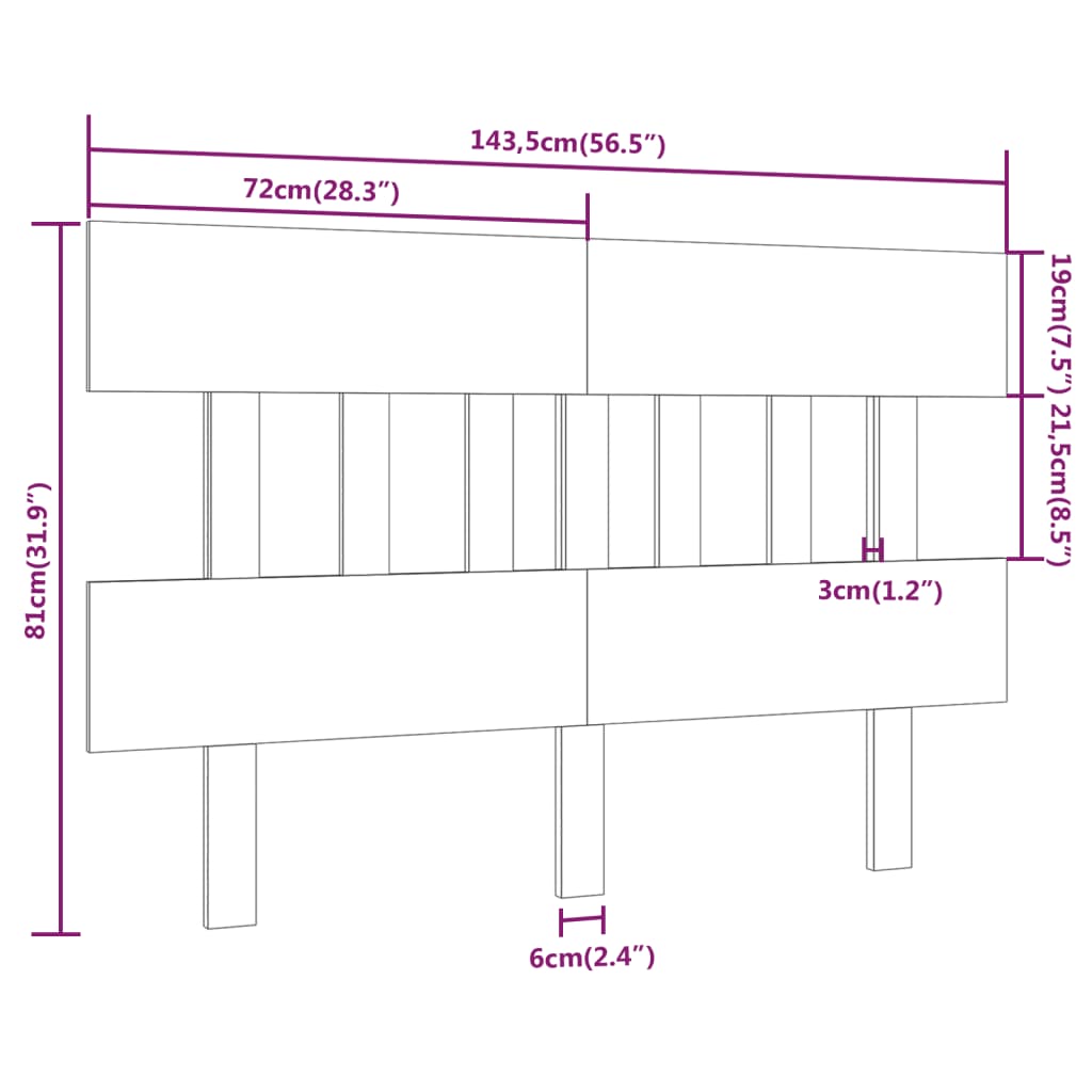 sengegærde 143,5x3x81 cm massivt fyrretræ sort