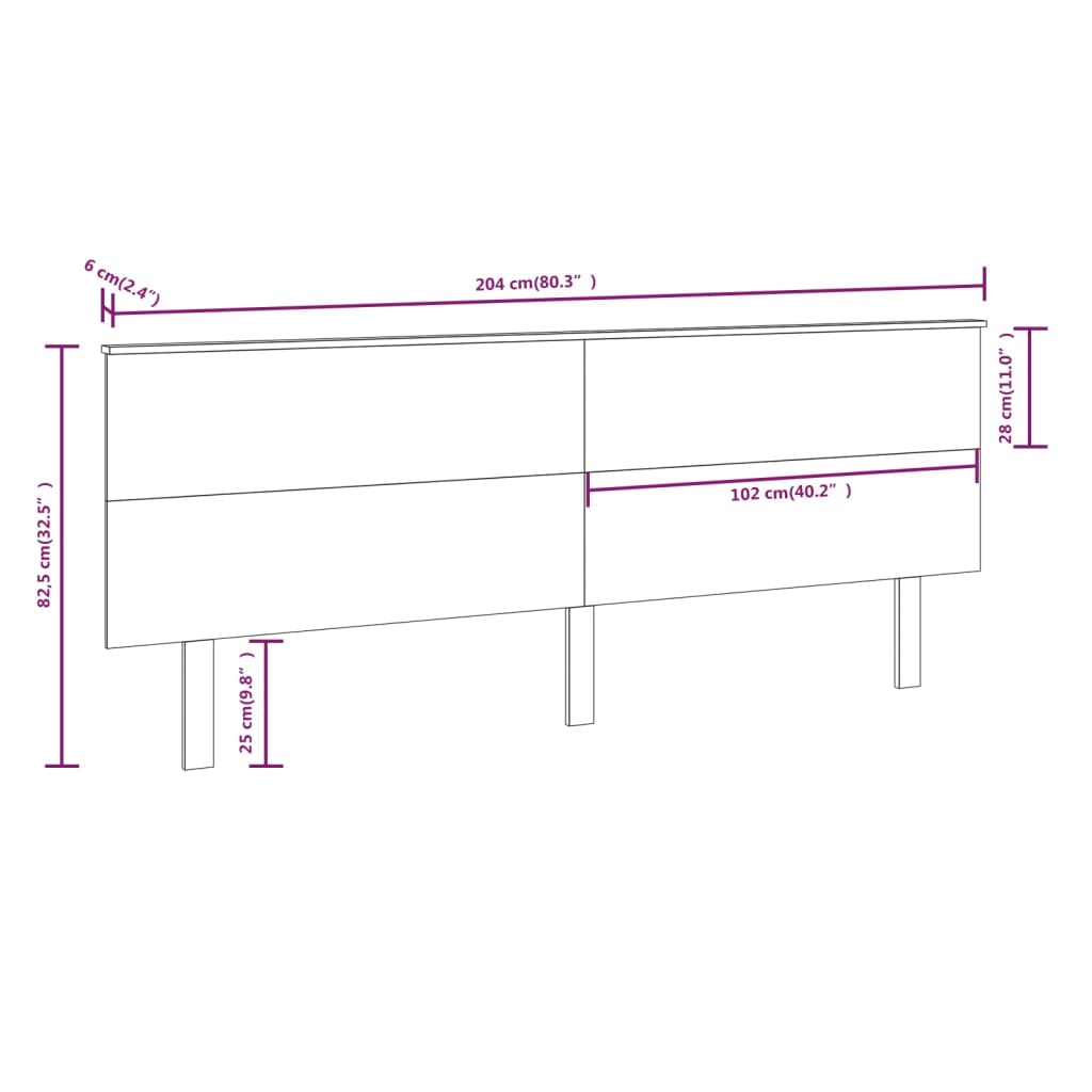 sengegærde 204x6x82,5 cm massivt fyrretræ