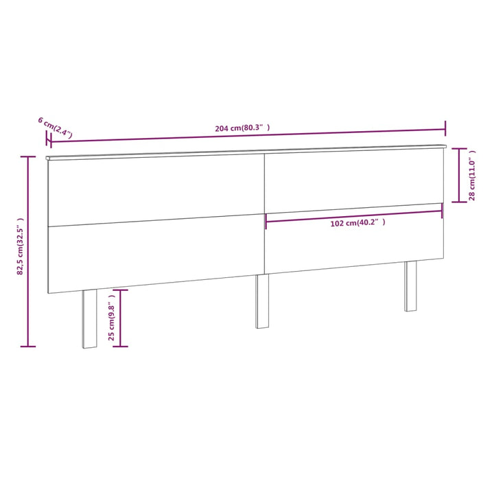 sengegærde 204x6x82,5 cm massivt fyrretræ sort
