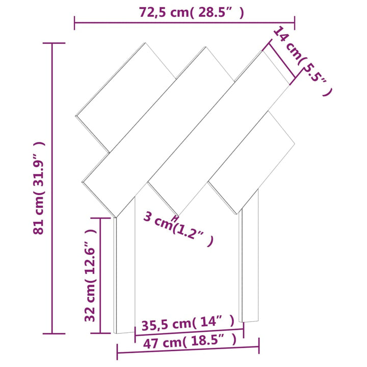 sengegærde 72,5x3x81 cm massivt fyrretræ grå
