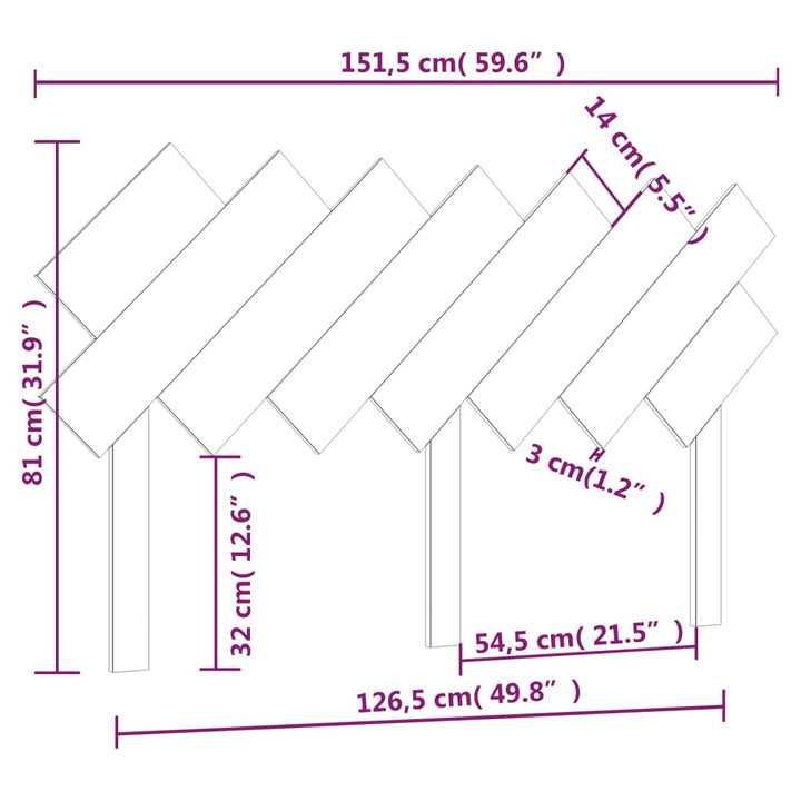 sengegavl 151,5x3x81 cm massivt fyrretræ gyldenbrun