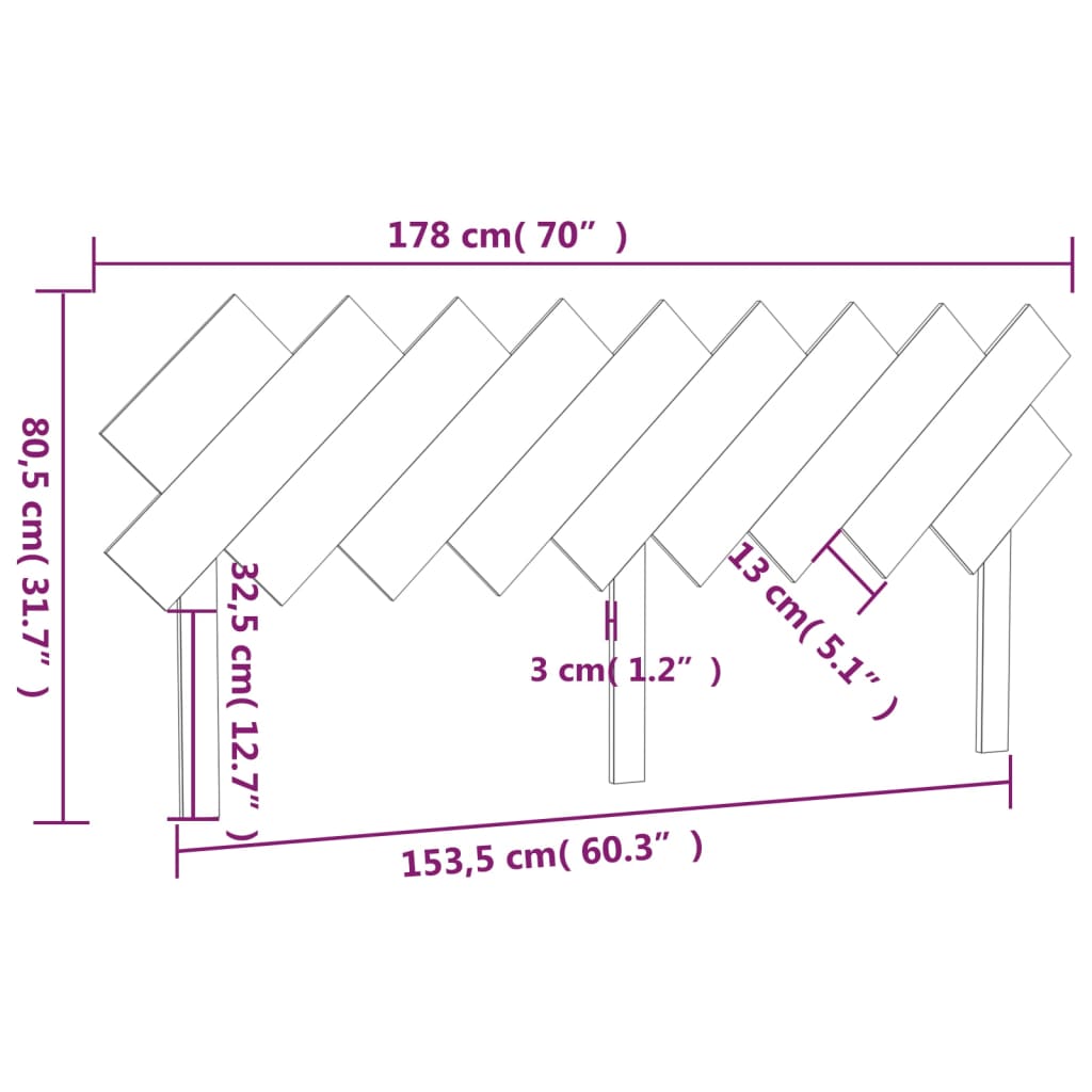 sengegærde 178x3x80,5 cm massivt fyrretræ grå