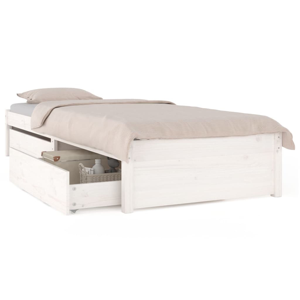 sengeramme med skuffer 75x190 cm Small Single hvid