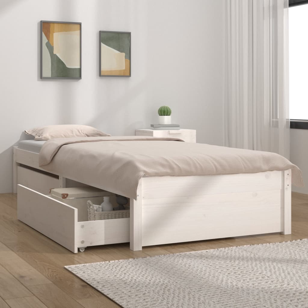 sengeramme med skuffer 75x190 cm Small Single hvid