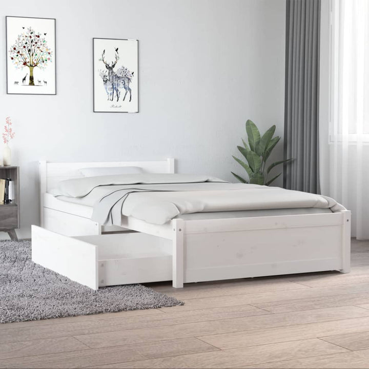 sengeramme med skuffer 90x190 cm single hvid