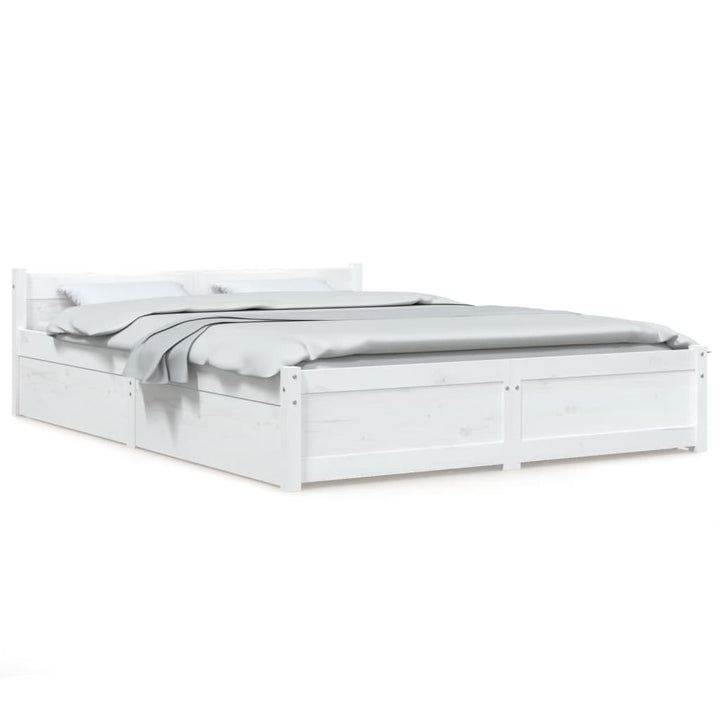 sengeramme med skuffer 140x190 cm hvid