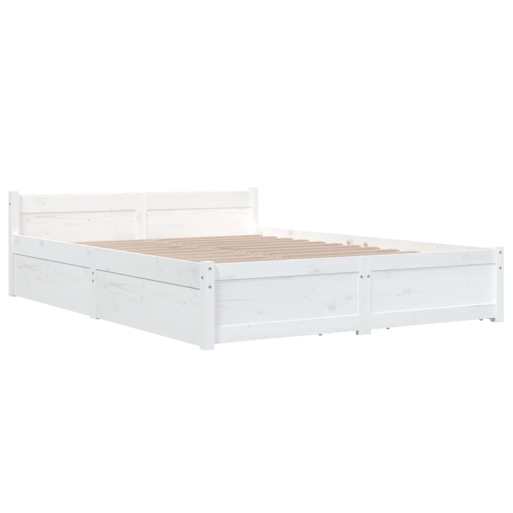 sengeramme med skuffer 140x190 cm hvid