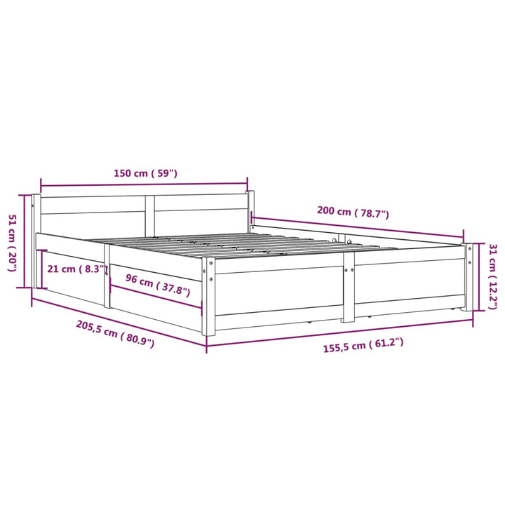 sengeramme med skuffer 150x200 cm King Size