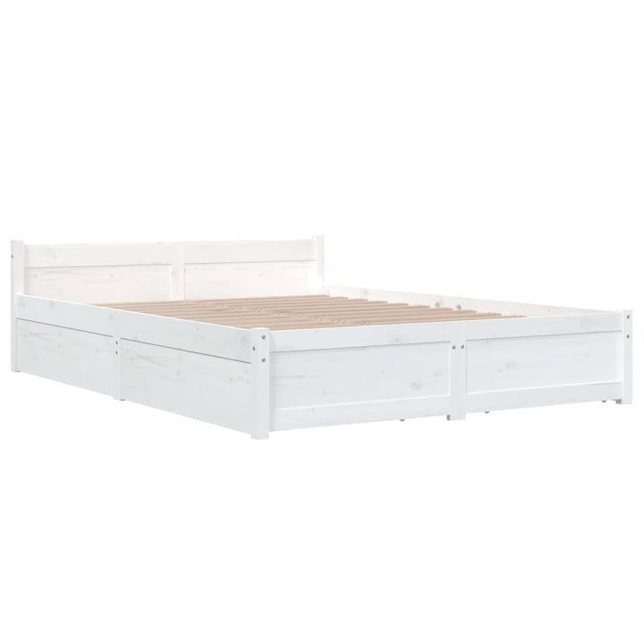 sengeramme med skuffer 150x200 cm King Size hvid