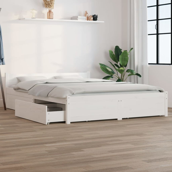 sengeramme med skuffer 160x200 cm hvid