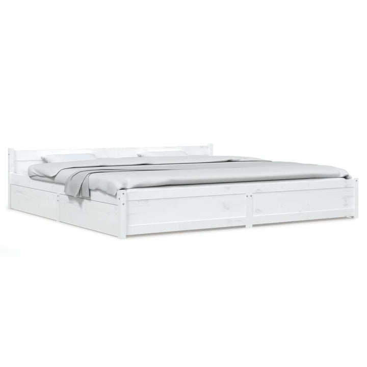 sengeramme med skuffer 180x200 cm Super King hvid
