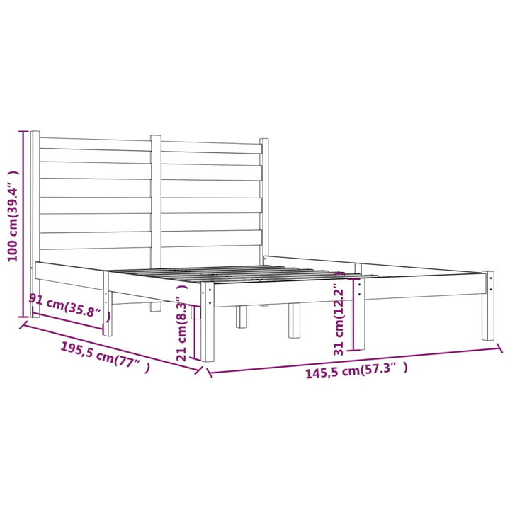 sengeramme 140x190 cm massivt fyrretræ sort