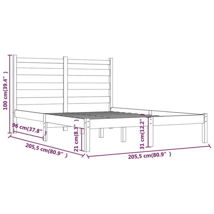 sengeramme 200x200 cm massivt fyrretræ grå
