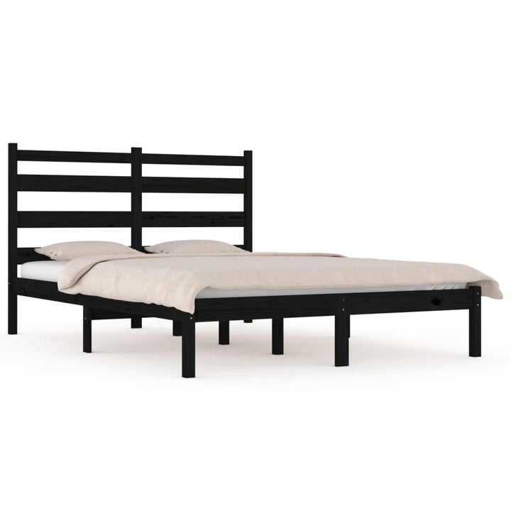 sengeramme 200x200 cm massivt fyrretræ sort