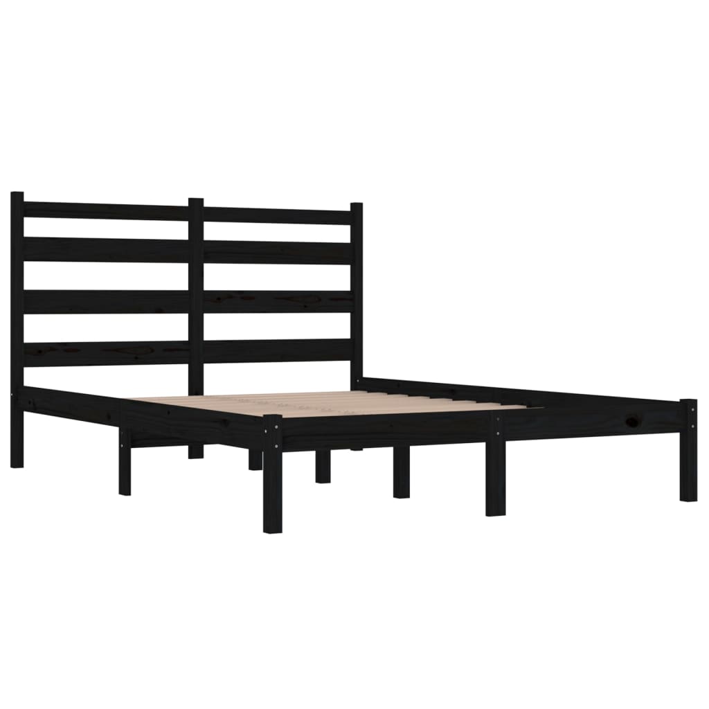 sengeramme 200x200 cm massivt fyrretræ sort