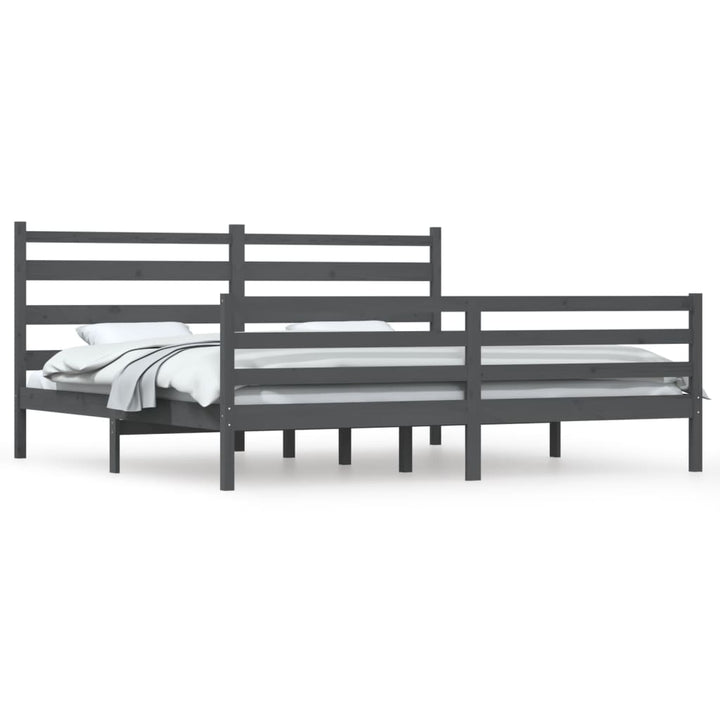sengeramme 200x200 cm massivt fyrretræ grå