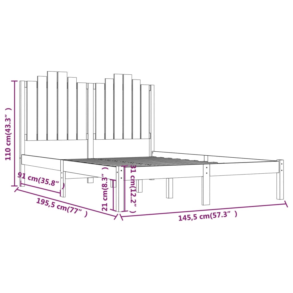 sengeramme 140x190 cm massivt fyrretræ