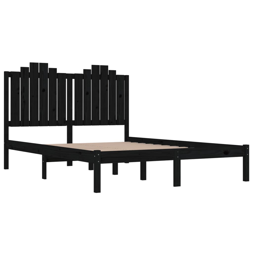 sengeramme 140x190 cm massivt fyrretræ sort