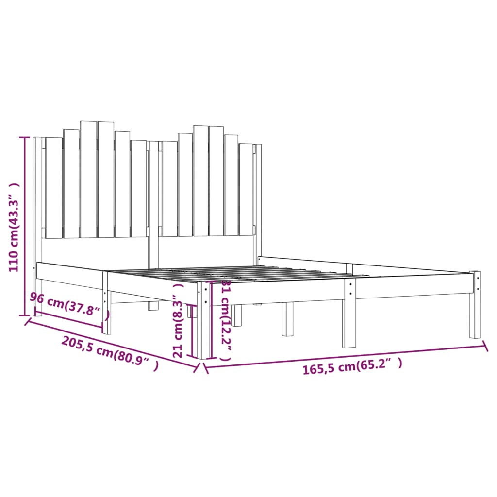 sengeramme 160x200 cm massivt fyrretræ