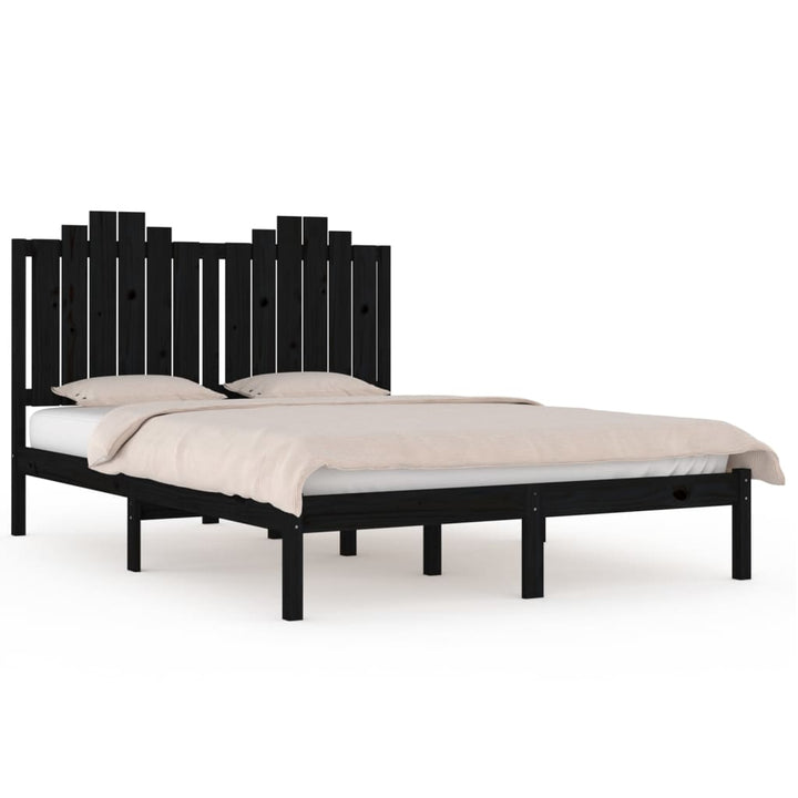 sengeramme 200x200 cm massivt fyrretræ sort