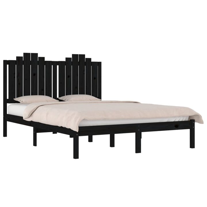 sengeramme 200x200 cm massivt fyrretræ sort
