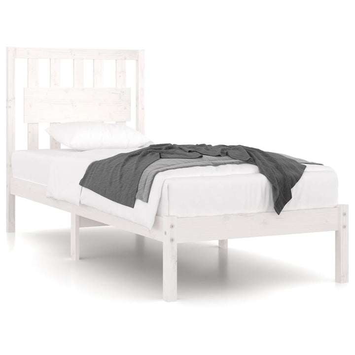 sengeramme 90x190 cm Single massivt fyrretræ hvid