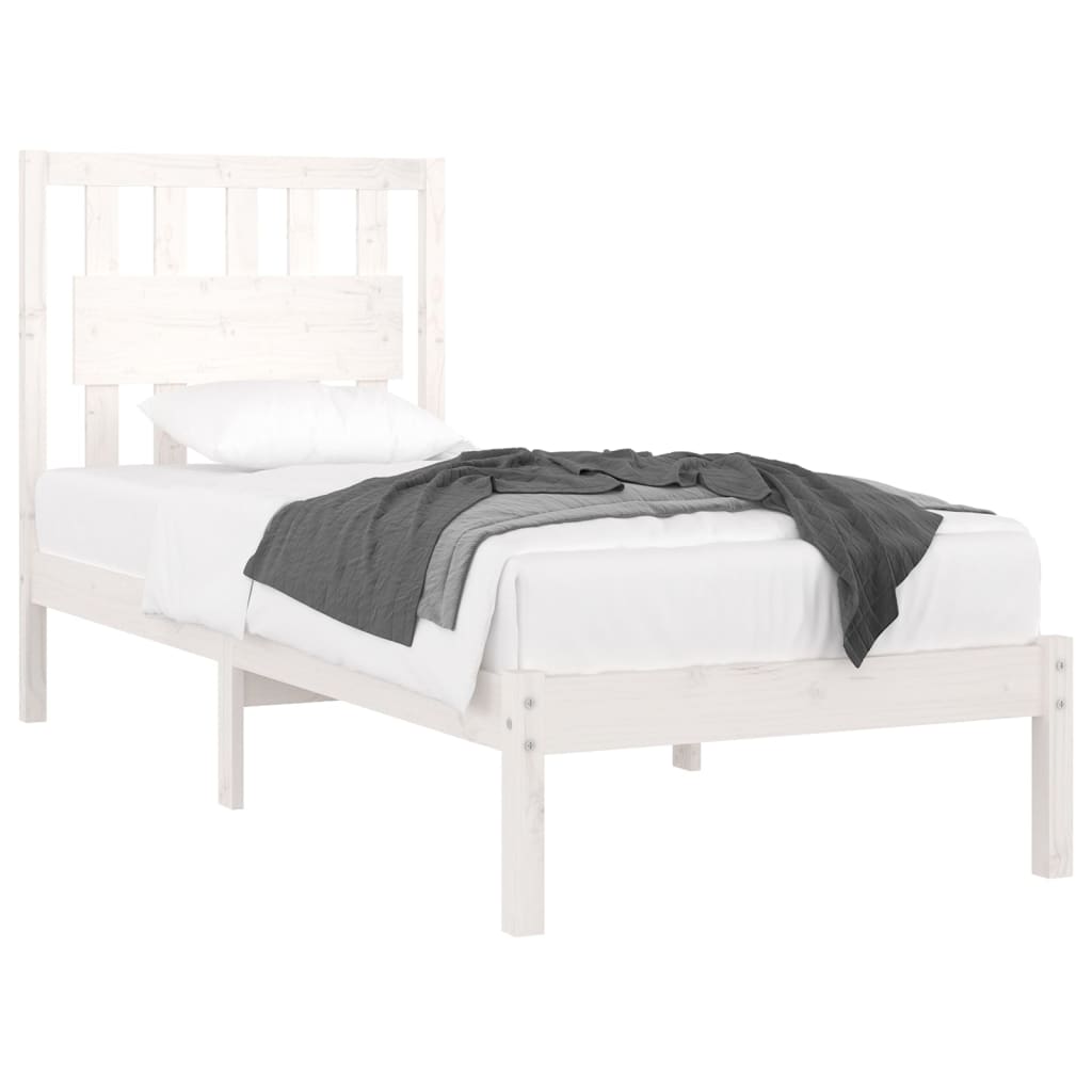 sengeramme 90x190 cm Single massivt fyrretræ hvid