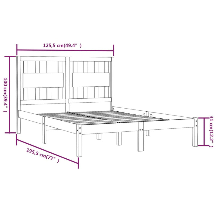 sengeramme 120x190 cm massivt fyrretræ