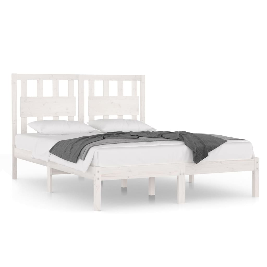 sengeramme 140x190 cm massivt fyrretræ hvid