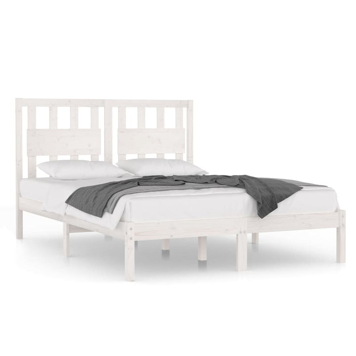 sengeramme 140x190 cm massivt fyrretræ hvid