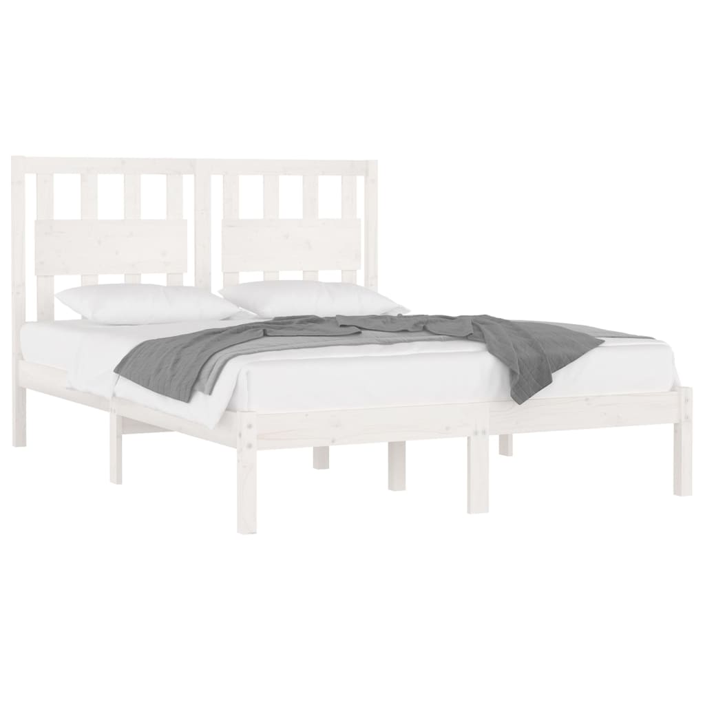 sengeramme 140x190 cm massivt fyrretræ hvid