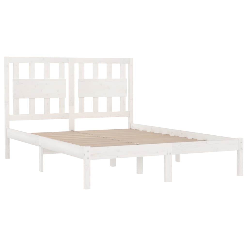 sengeramme 140x190 cm massivt fyrretræ hvid