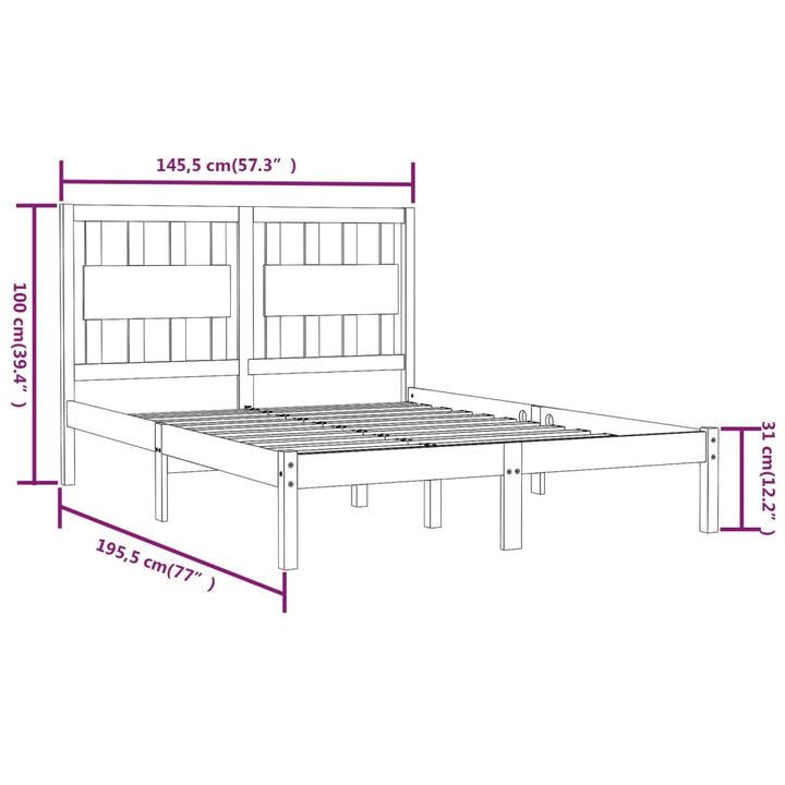 sengeramme 140x190 cm massivt fyrretræ hvid