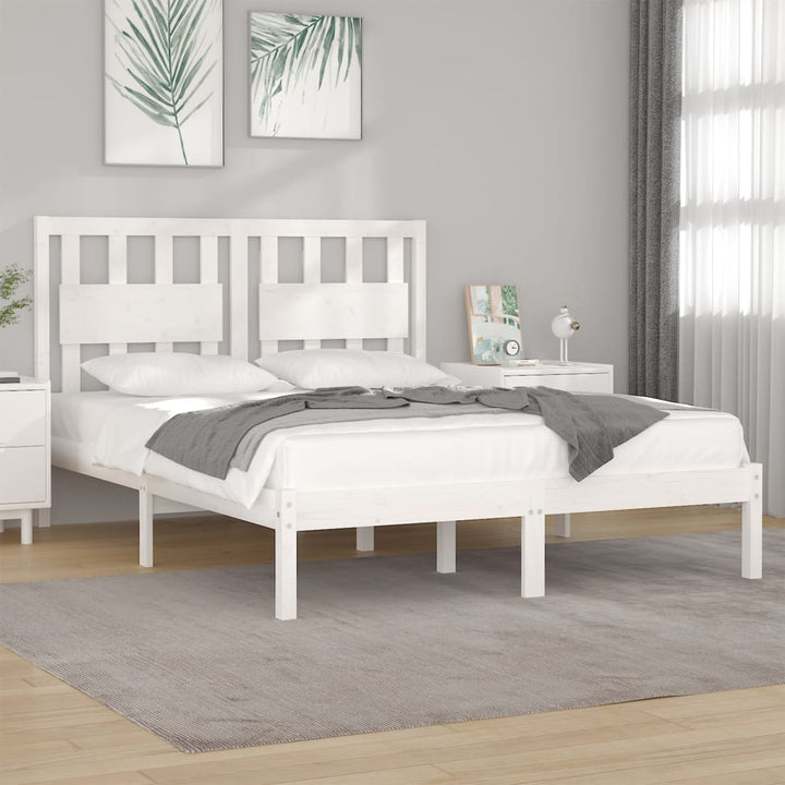 sengeramme 140x190 cm massivt fyrretræ hvid
