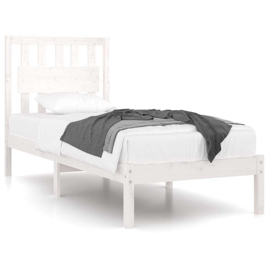 sengeramme 90x200 cm massivt fyrretræ hvid