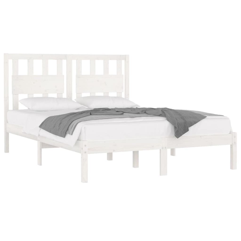 sengeramme 120x200 cm massivt fyrretræ hvid