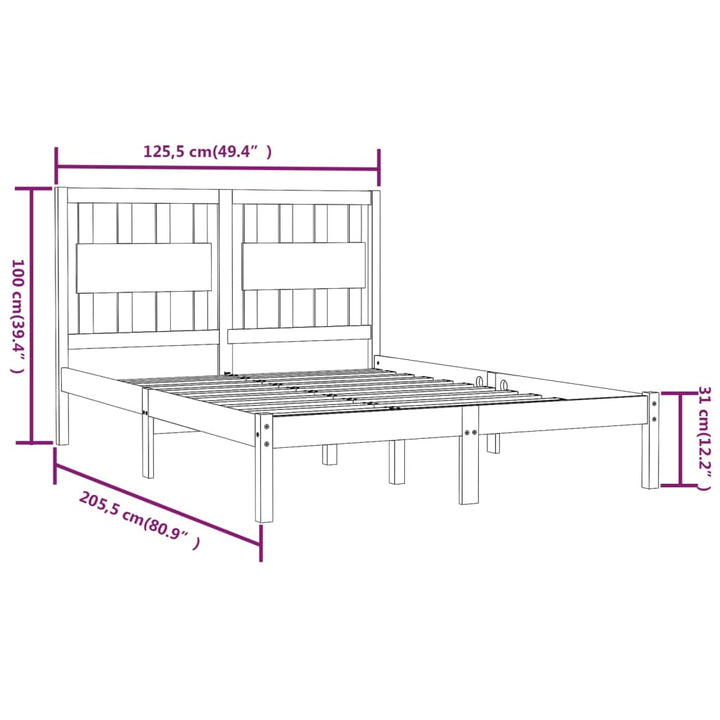 sengeramme 120x200 cm massivt fyrretræ hvid