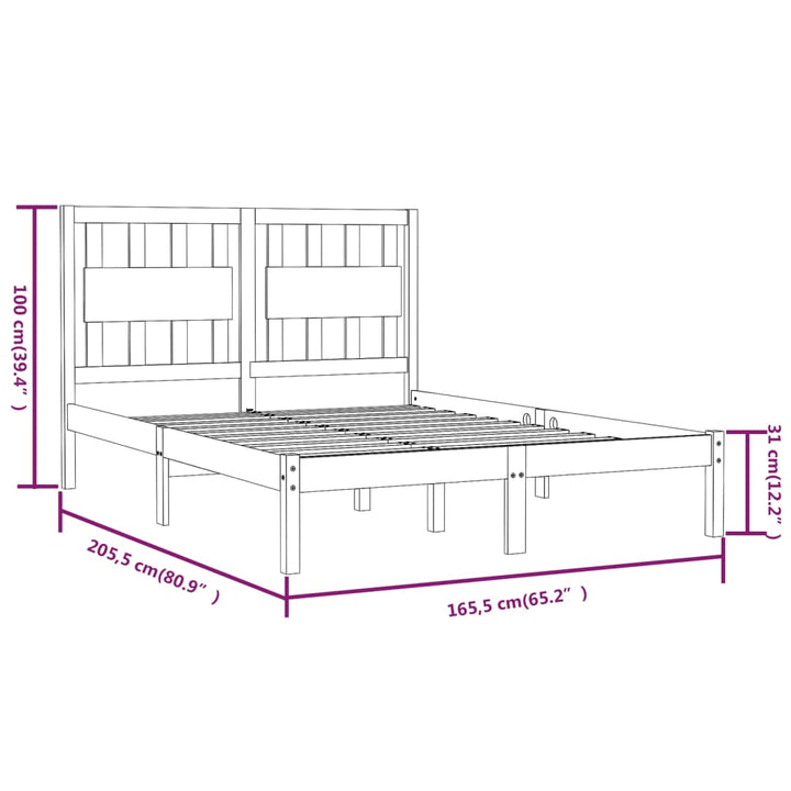 sengeramme 160x200 cm massivt fyrretræ