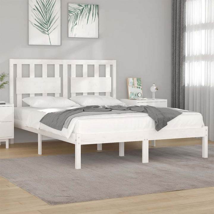 sengeramme 160x200 cm massivt fyrretræ hvid