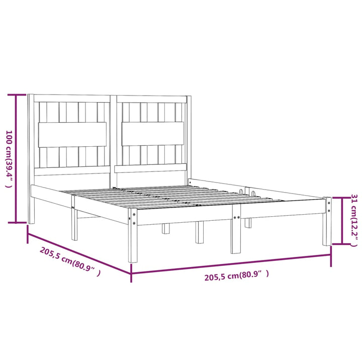 sengeramme 200x200 cm massivt fyrretræ hvid